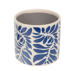 Cache-pot en céramique bleu et blanc H14cm - Rhodes