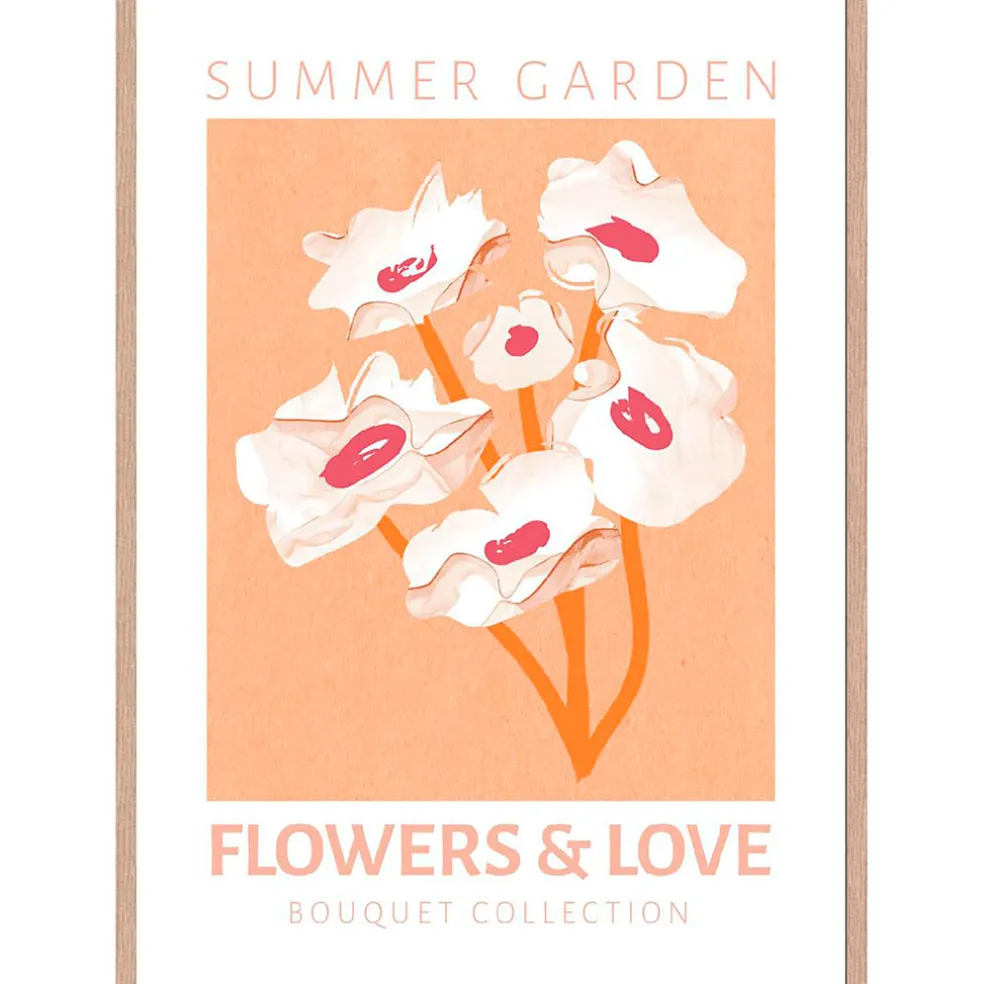 Cadre avec affiche "Flowers and love" chêne clair 50x70cm - Lario