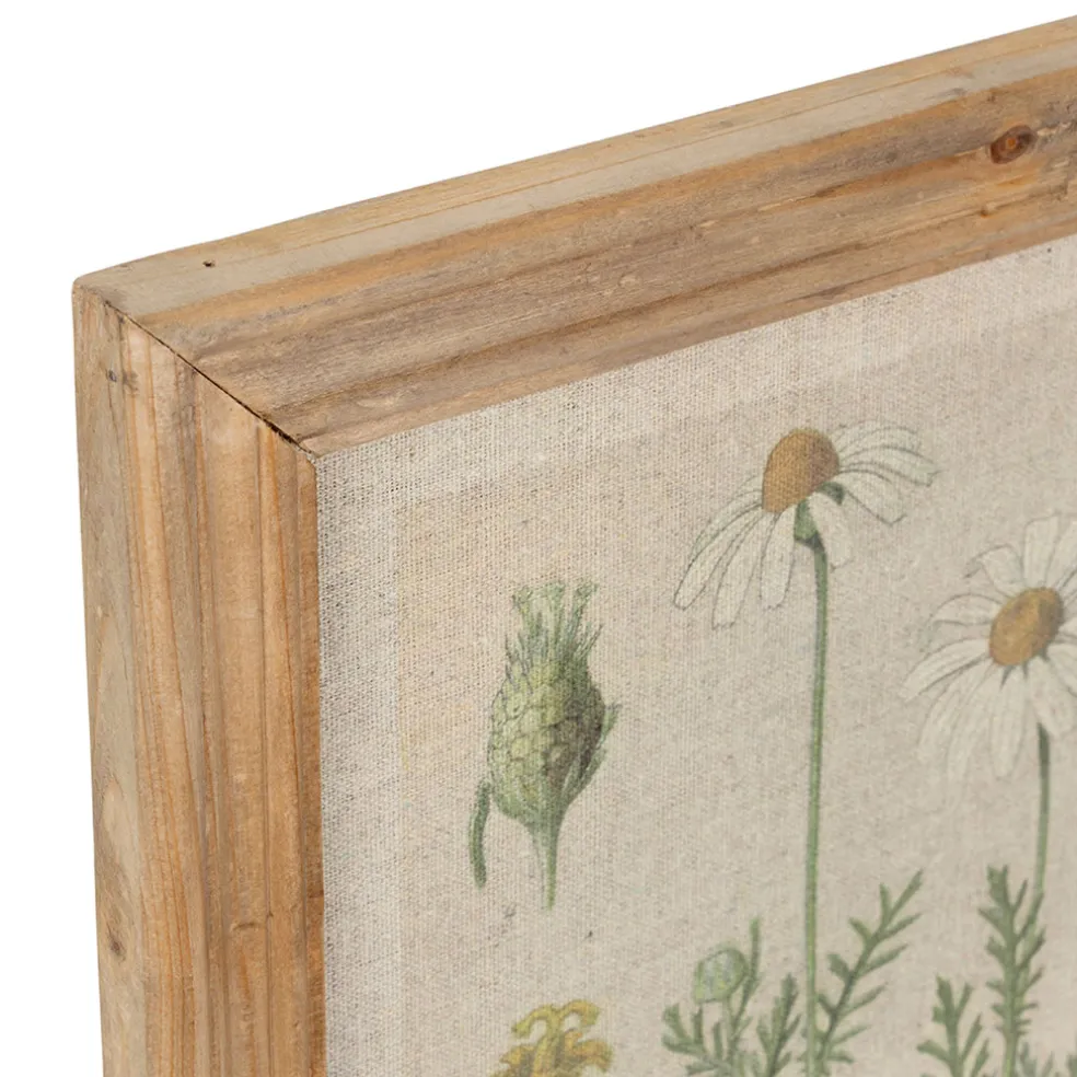 Cadre déco margueritte en tissu et bois 33x43cm