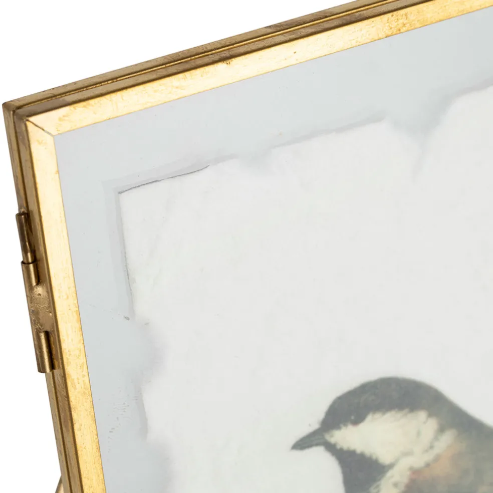 Cadre déco (x2) en verre et coton oiseau 14x18cm