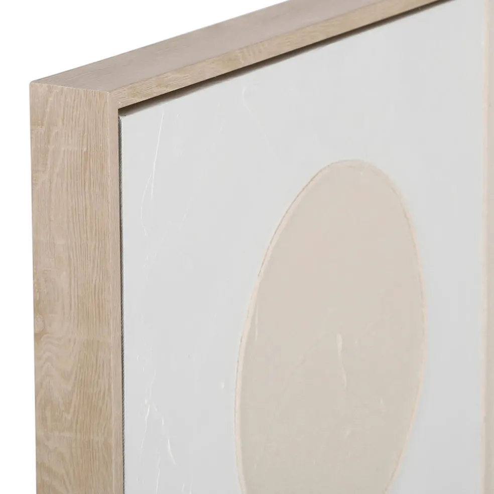 Cadre deco abstrait en panneau de bois et verre beige 63x93cm - Greeka