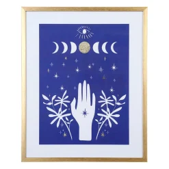 Cadre deco encadré main visionn bleu et doré 42x52cm