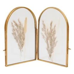 Cadre photo 2 vues en verre et laiton doré 10x10cm - Retro