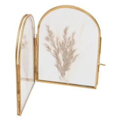 Cadre photo 2 vues en verre et laiton doré 10x10cm - Retro