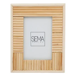 Cadre photo en rotin naturel -blue sand