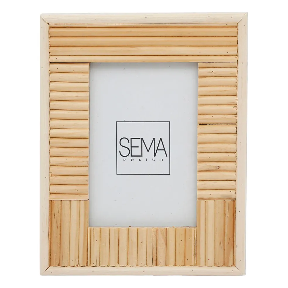 Cadre photo en rotin naturel -blue sand