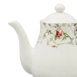 Cafetiere en Faïence blanc et multicolore - fleurs champs