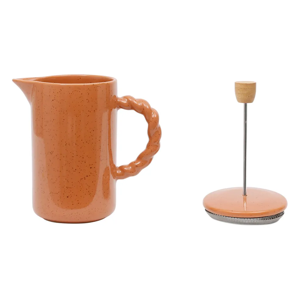 Cafetière à piston en grès et inox terracotta 1l - Organic