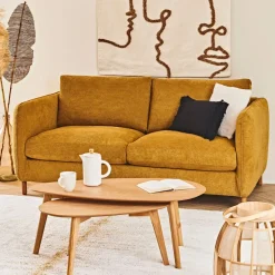 Canapé convertible 2 places Gustave - Tissu Texturé - Crown Moutarde