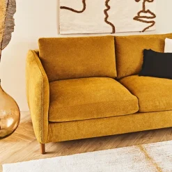 Canapé convertible 2 places Gustave - Tissu Texturé - Crown Moutarde