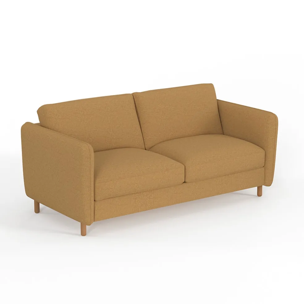 Canapé convertible 2 places Gustave - Tissu Texturé - Crown Moutarde