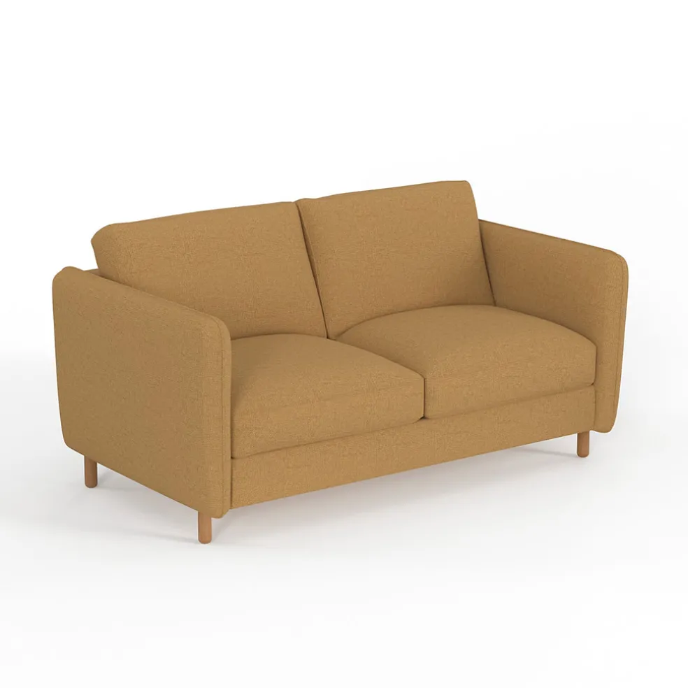 Canapé convertible 2 places Gustave - Tissu Texturé - Crown Moutarde