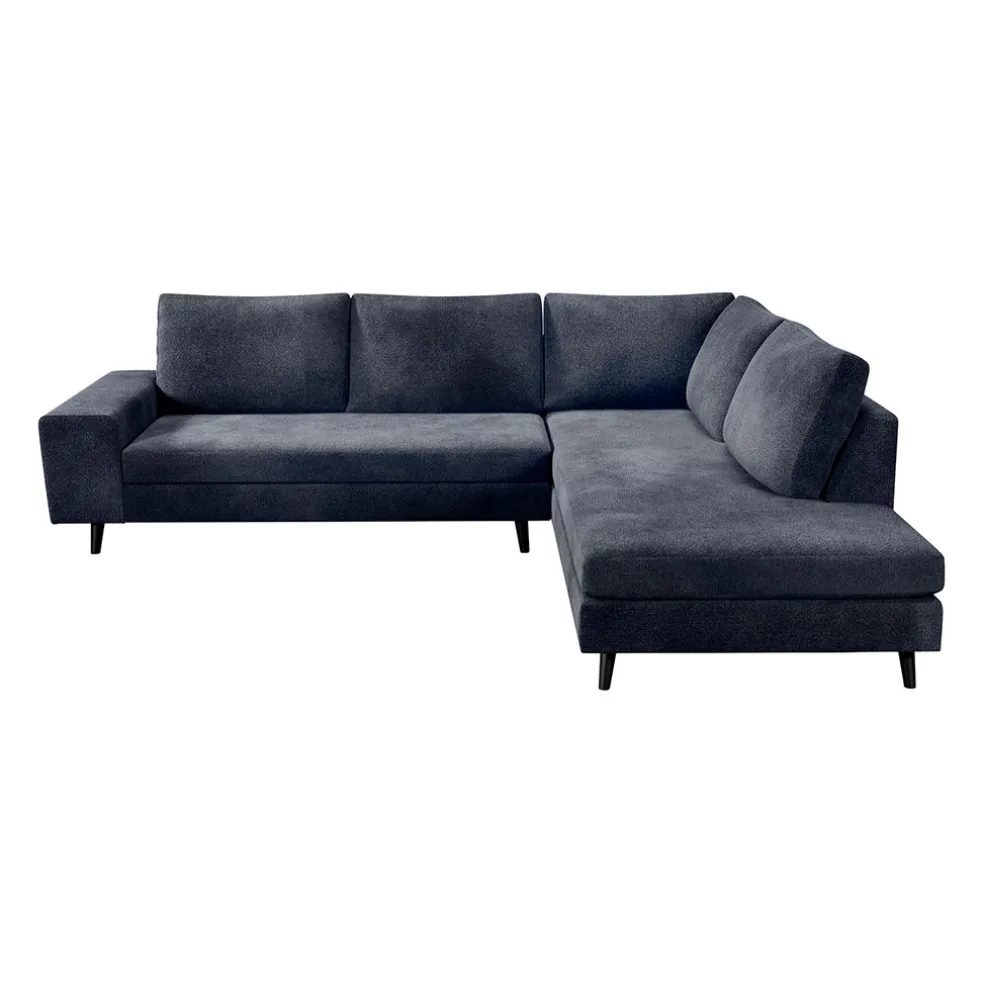 Canapé d'angle droit 5 places André - effet velours - Seven emerald