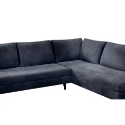 Canapé d'angle droit 5 places André - effet velours - Seven emerald