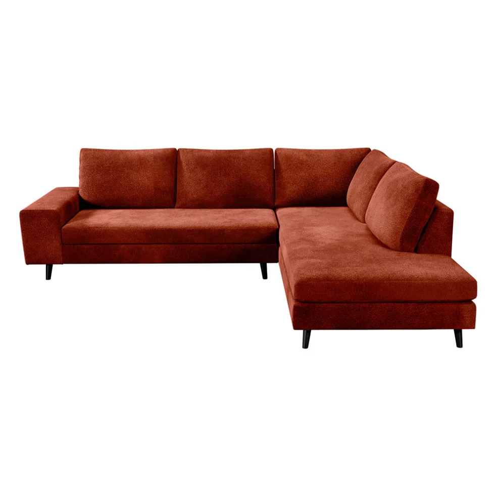 Canapé d'angle droit 5 places André - effet velours - Seven emerald