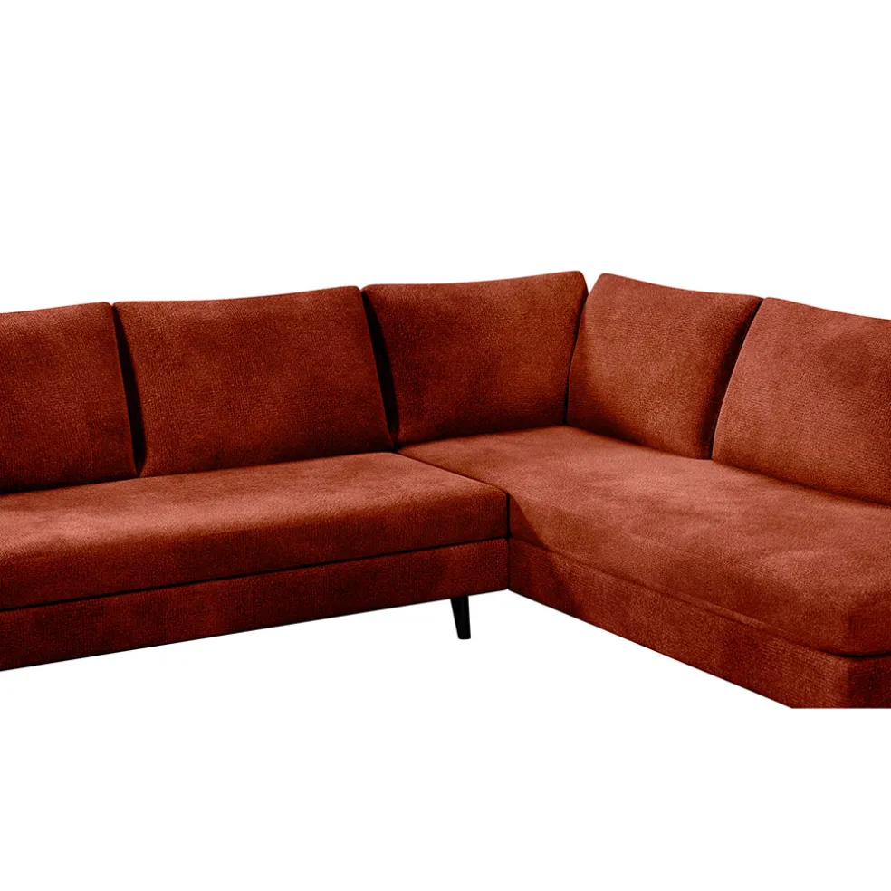 Canapé d'angle droit 5 places André - effet velours - Seven emerald