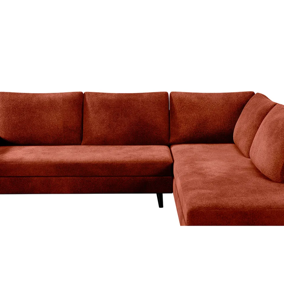 Canapé d'angle droit 5 places André - effet velours - Seven emerald