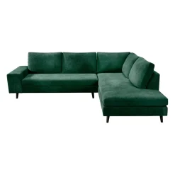 Canapé d'angle droit 5 places André - effet velours - Seven emerald