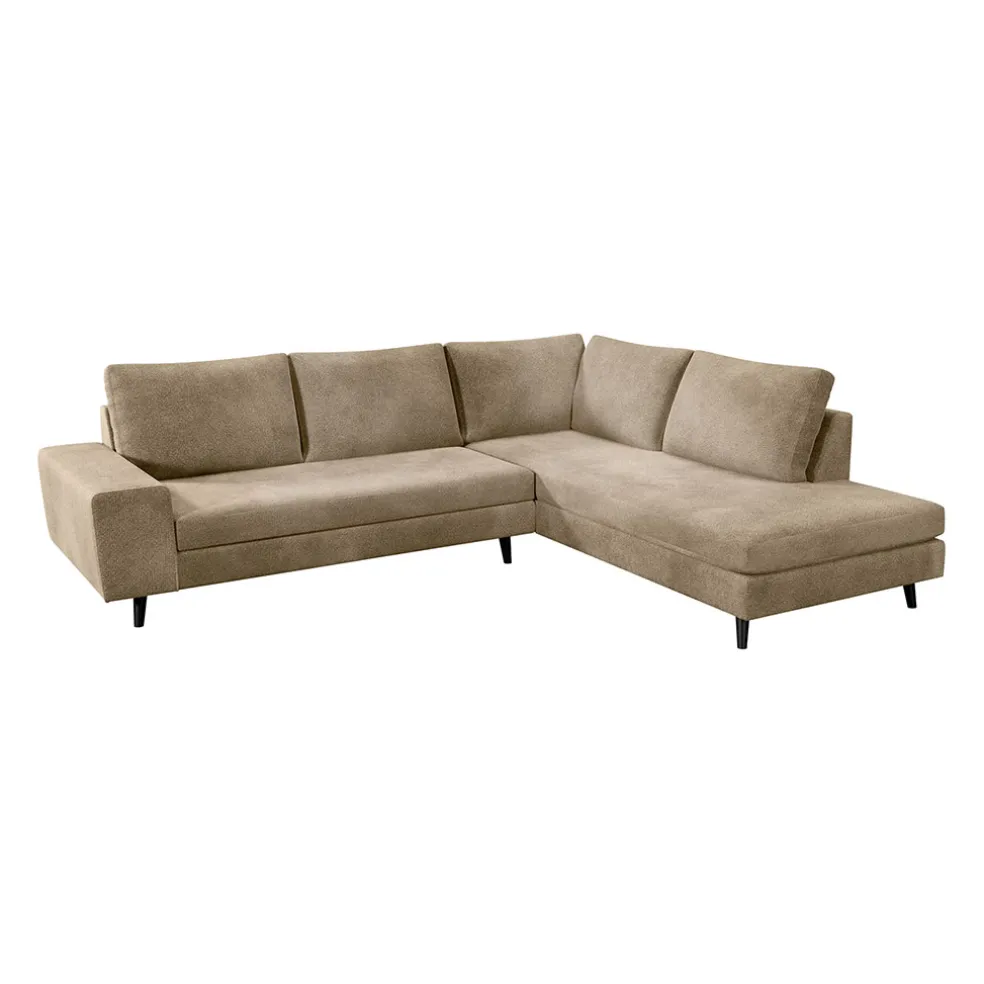 Canapé d'angle droit 5 places André - effet velours - Seven emerald