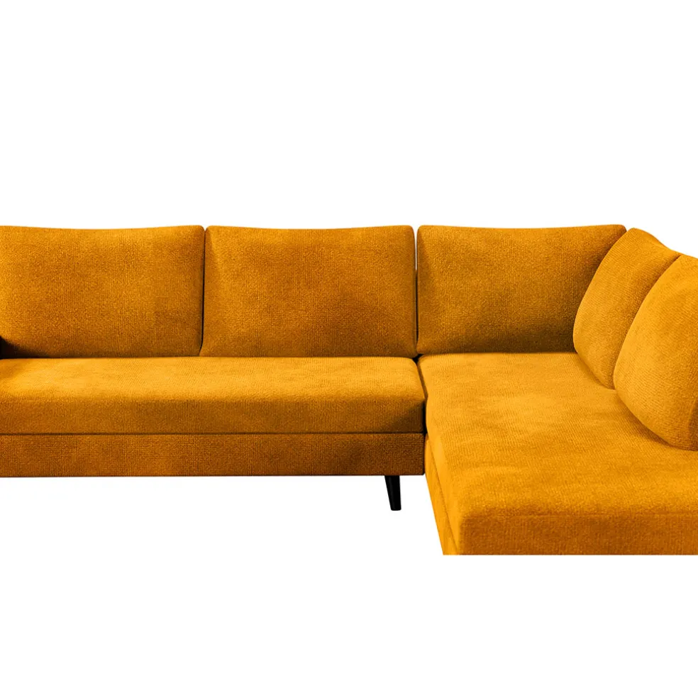 Canapé d'angle droit 5 places André - effet velours - Seven emerald