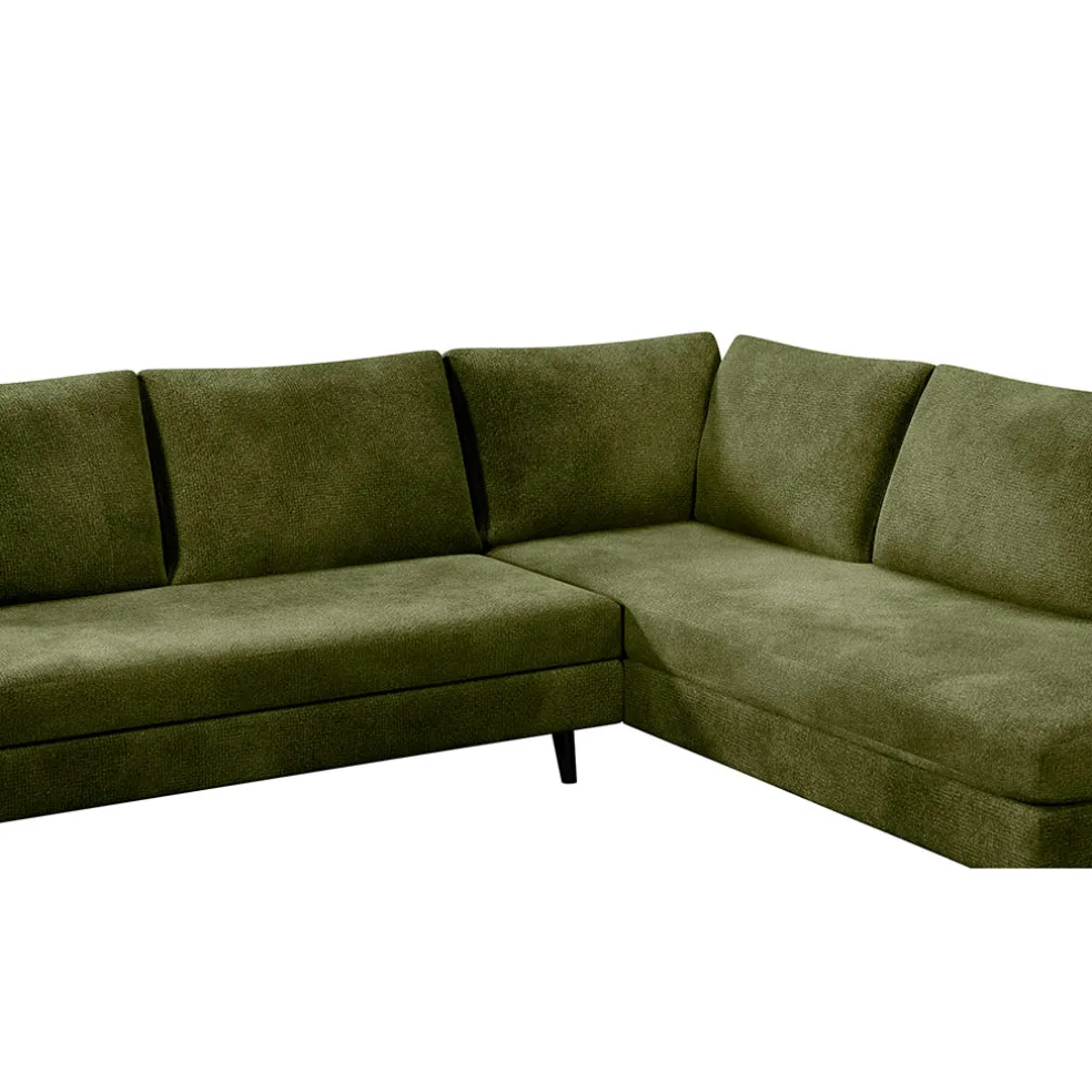 Canapé d'angle droit 5 places André - effet velours - Seven emerald