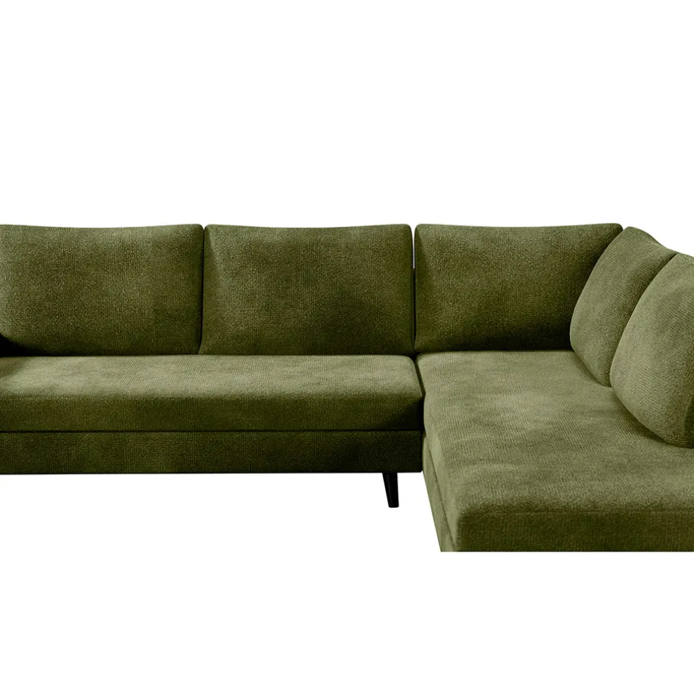 Canapé d'angle droit 5 places André - effet velours - Seven emerald