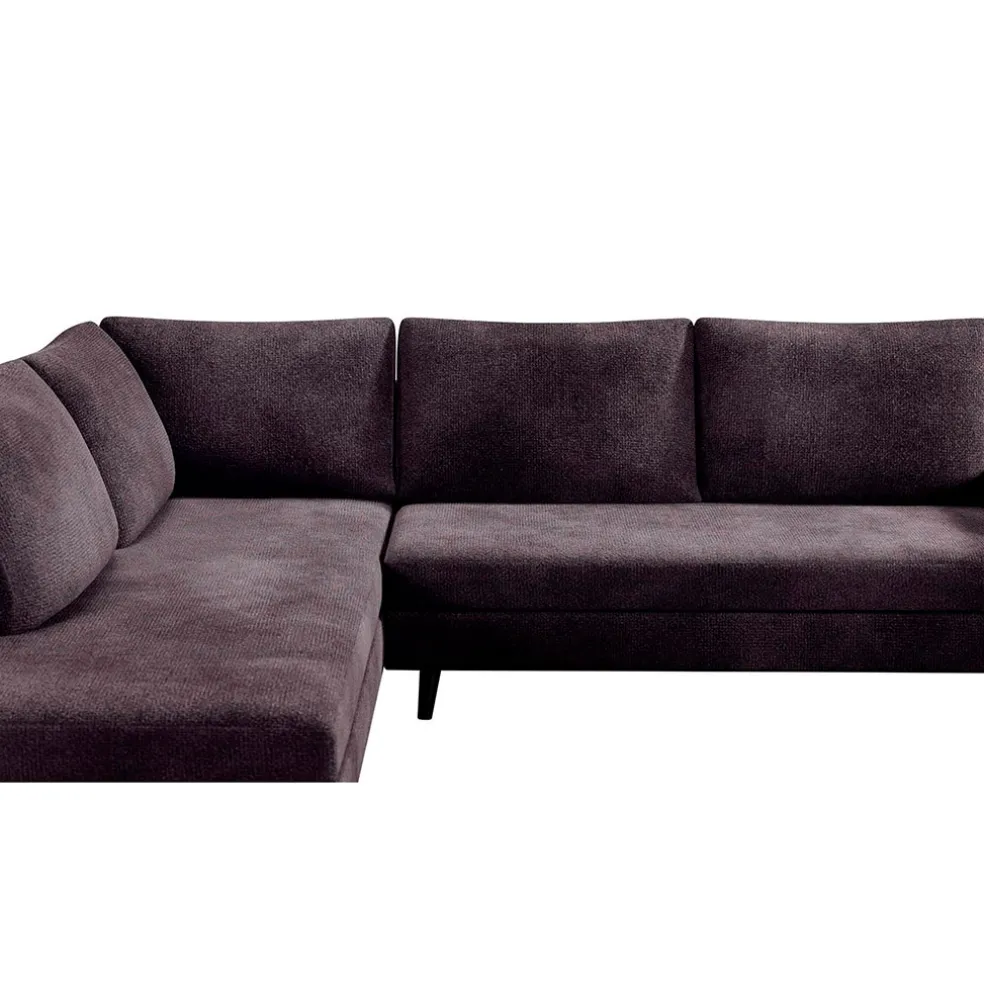 Canapé d'angle droit 5 places André - effet velours - Seven emerald