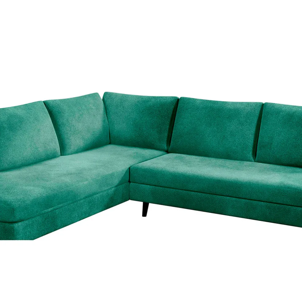 Canapé d'angle droit 5 places André - effet velours - Seven emerald