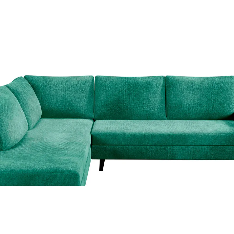 Canapé d'angle droit 5 places André - effet velours - Seven emerald