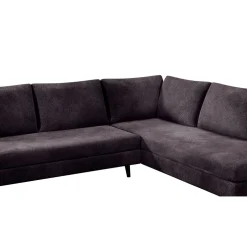 Canapé d'angle droit 5 places André - effet velours - Seven emerald