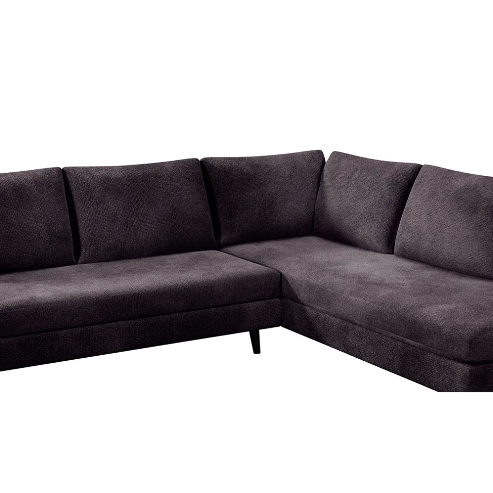 Canapé d'angle droit 5 places André - effet velours - Seven emerald