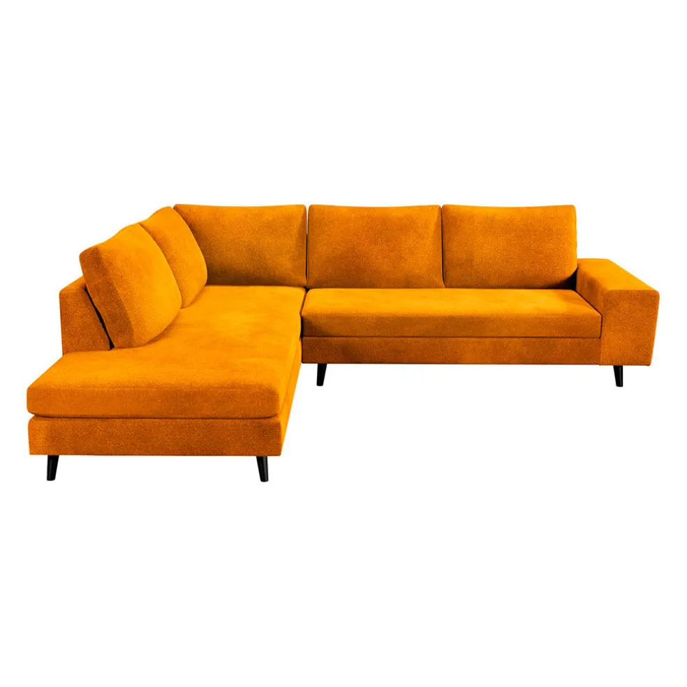 Canapé d'angle droit 5 places André - effet velours - Seven emerald