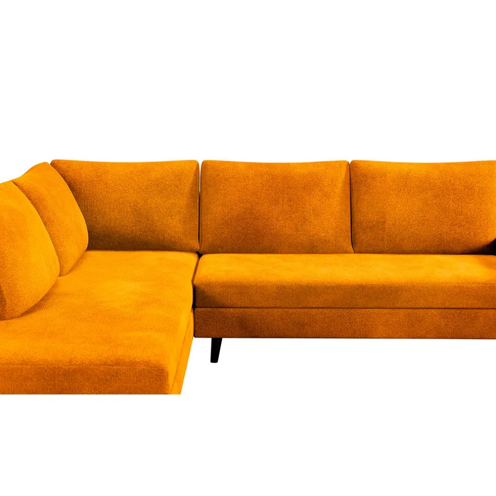 Canapé d'angle droit 5 places André - effet velours - Seven emerald