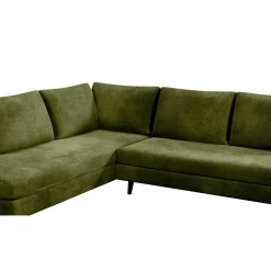 Canapé d'angle droit 5 places André - effet velours - Seven emerald