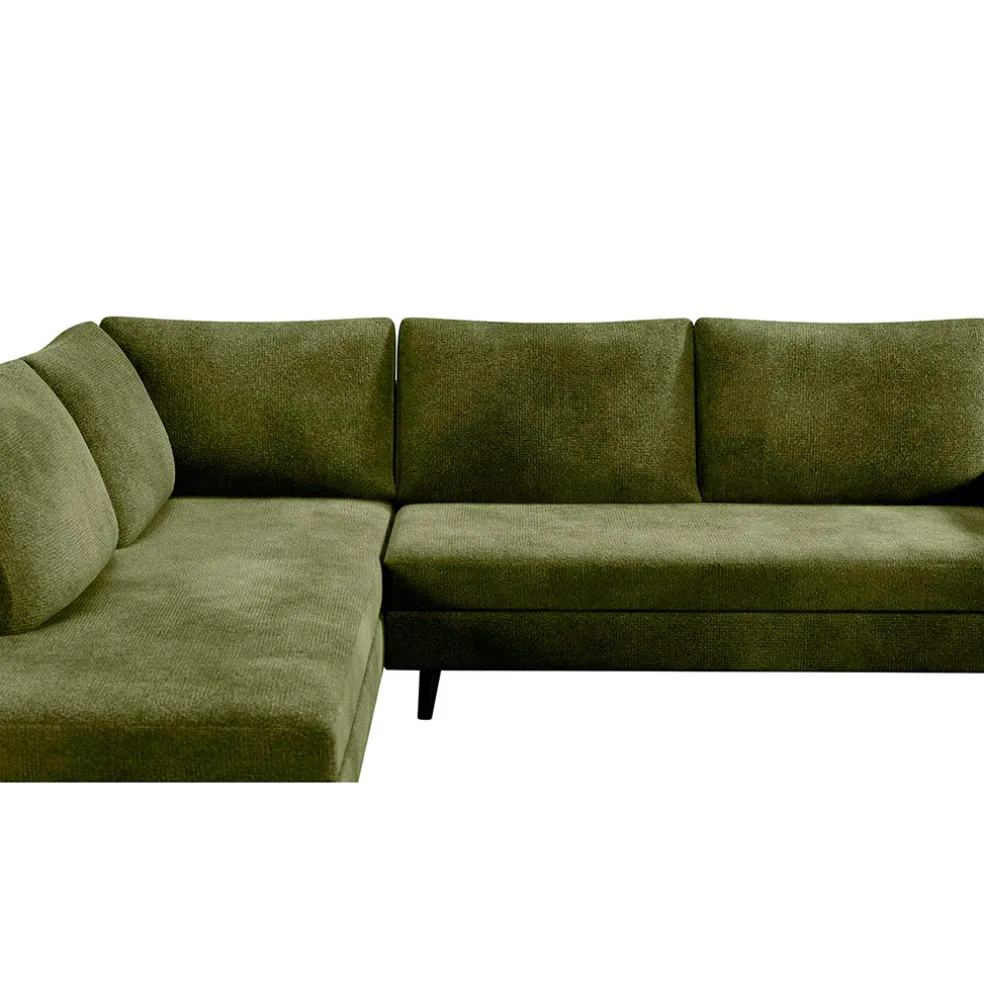 Canapé d'angle droit 5 places André - effet velours - Seven emerald