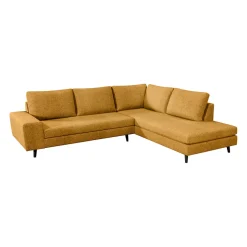 Canapé d'angle gauche 5 places André - tissu texturé - Crown moutarde