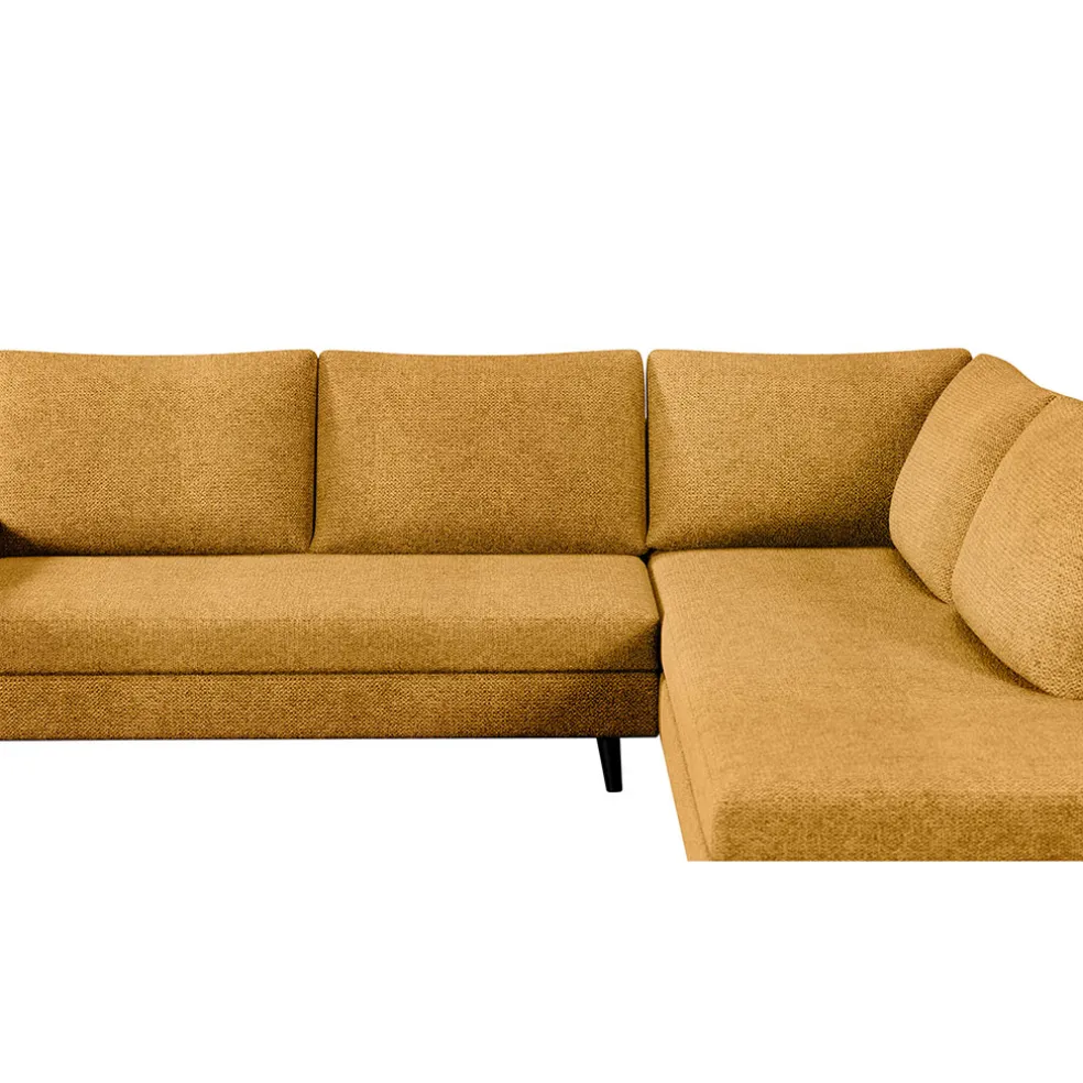 Canapé d'angle gauche 5 places André - tissu texturé - Crown moutarde