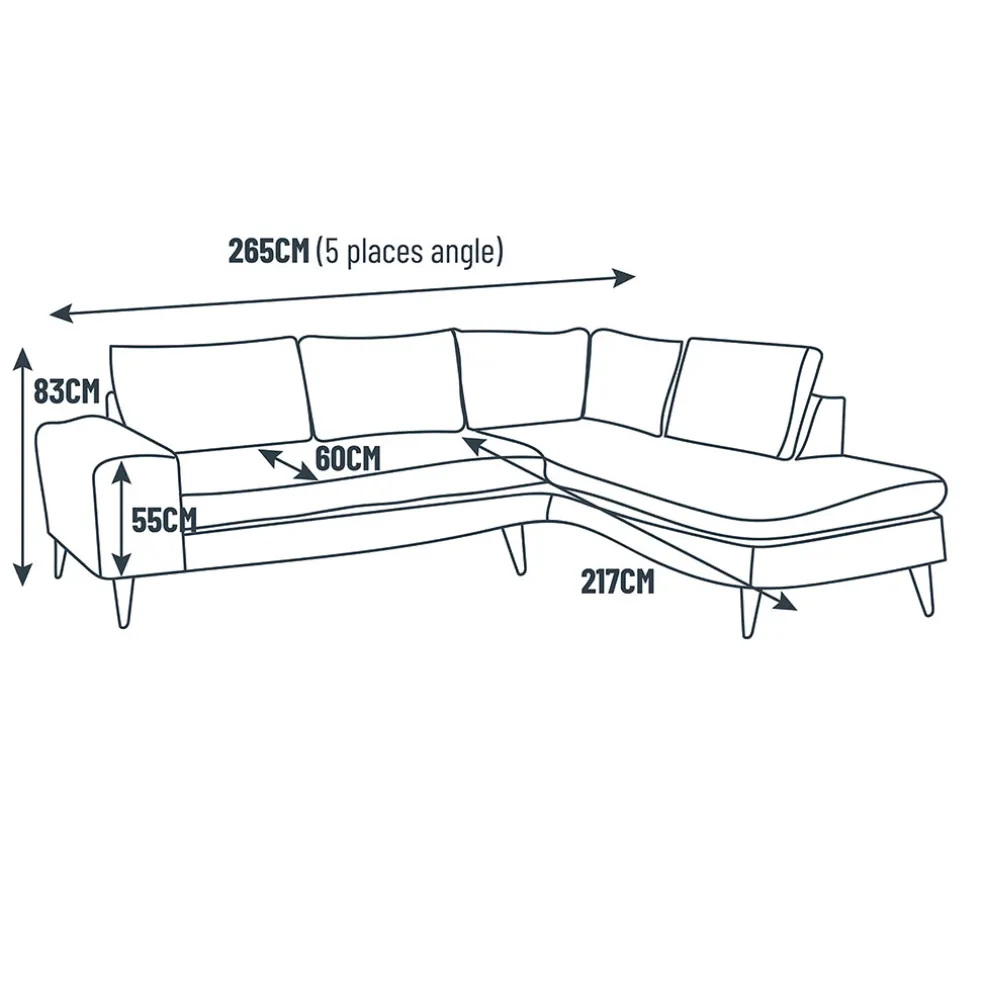 Canapé d'angle gauche 5 places André - tissu texturé - Crown moutarde