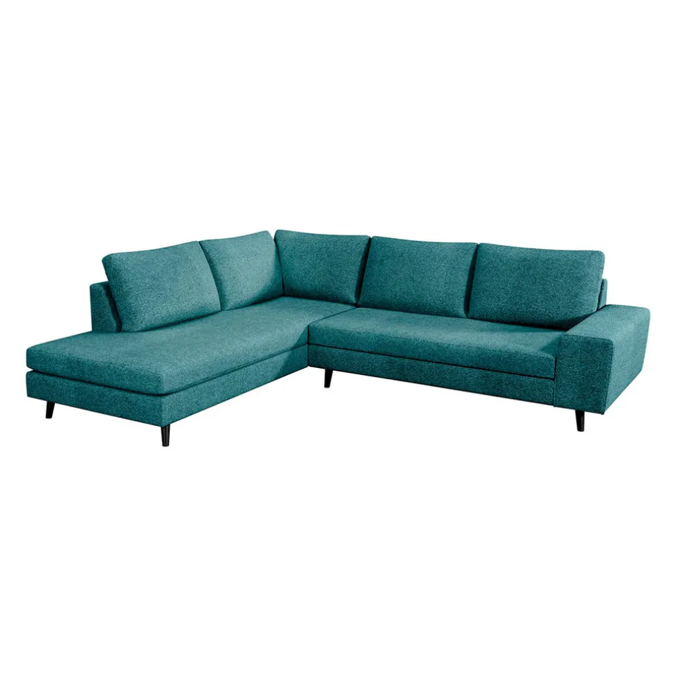 Canapé d'angle gauche 5 places André - tissu texturé - Crown moutarde