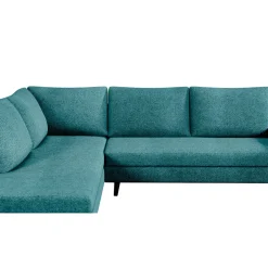 Canapé d'angle gauche 5 places André - tissu texturé - Crown moutarde