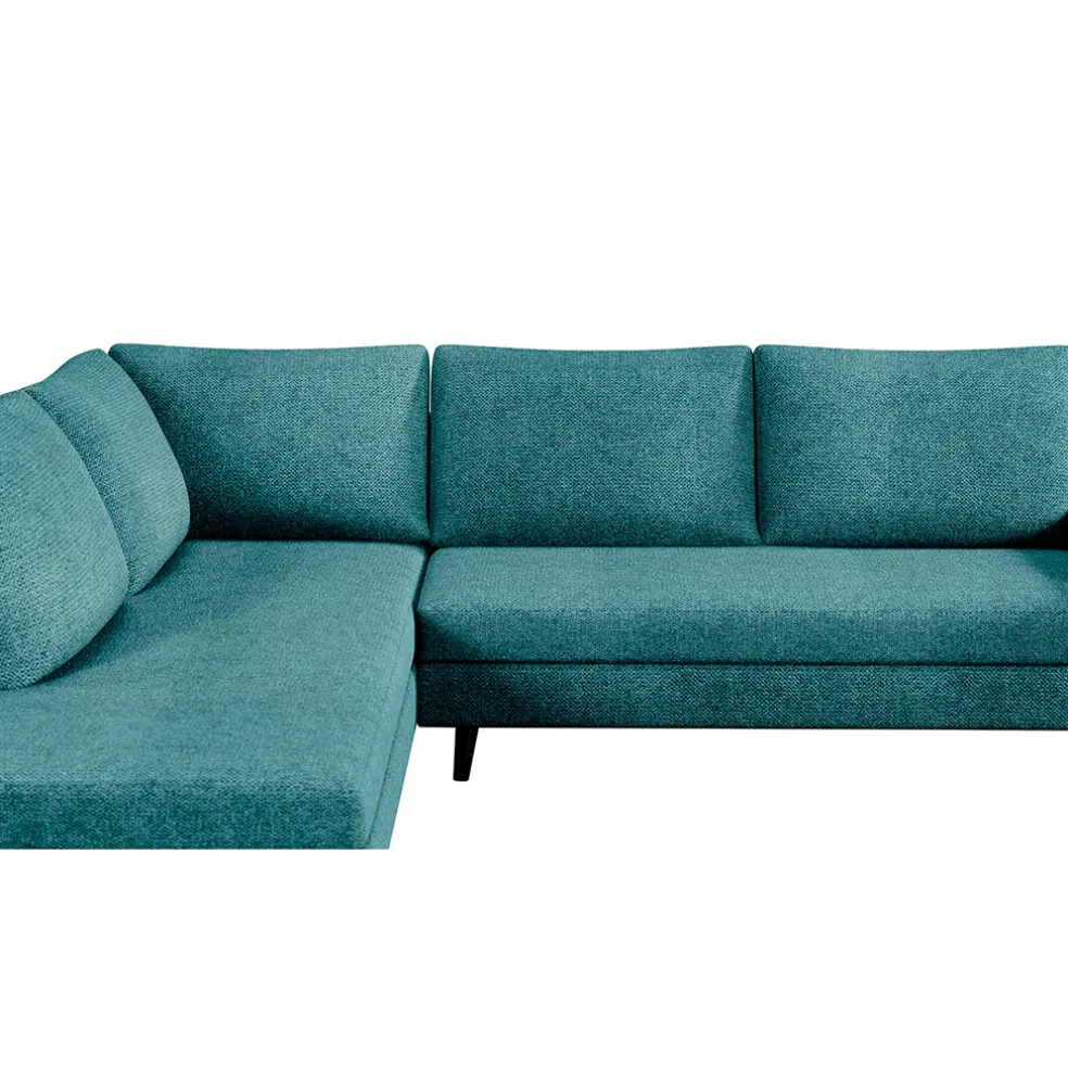 Canapé d'angle gauche 5 places André - tissu texturé - Crown moutarde