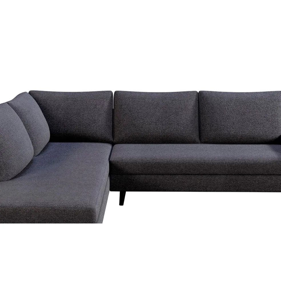 Canapé d'angle gauche 5 places André - tissu texturé - Crown moutarde