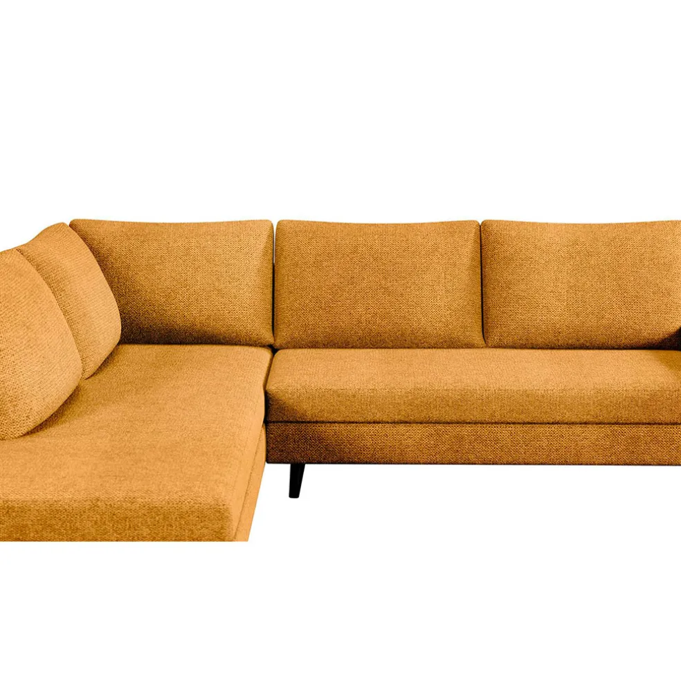Canapé d'angle gauche 5 places André - tissu texturé - Crown moutarde