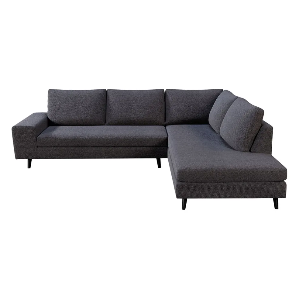 Canapé d'angle gauche 5 places André - tissu texturé - Crown moutarde