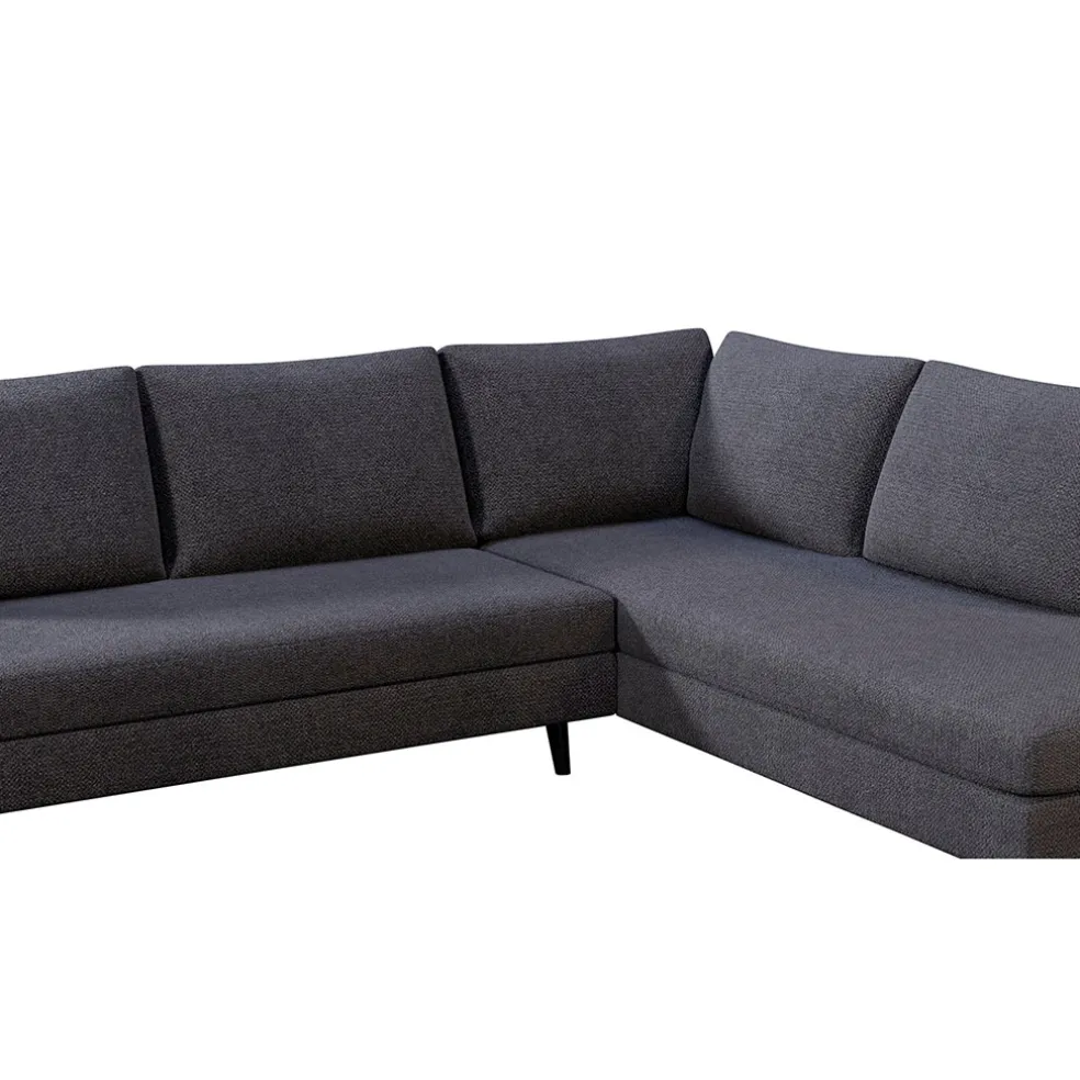 Canapé d'angle gauche 5 places André - tissu texturé - Crown moutarde