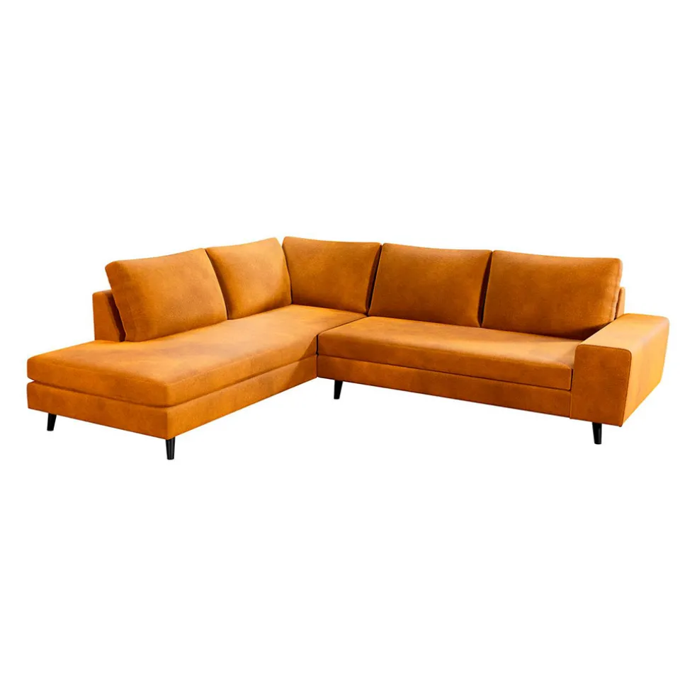 Canapé d'angle gauche 5 places André - velours vintage - Adore kaki hunter