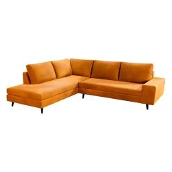 Canapé d'angle gauche 5 places André - velours vintage - Adore gold