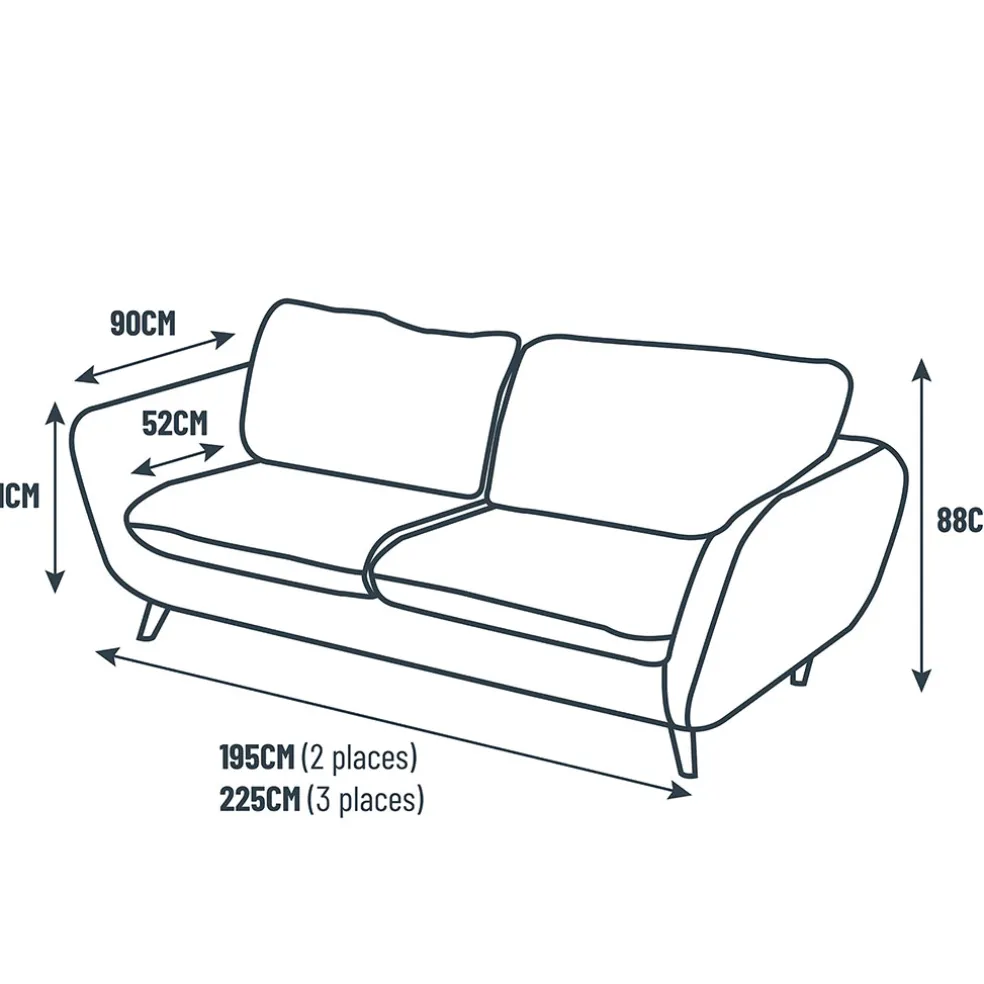 Canapé fixe 2 places AXEL - Effet Velours - Seven Anthracite
