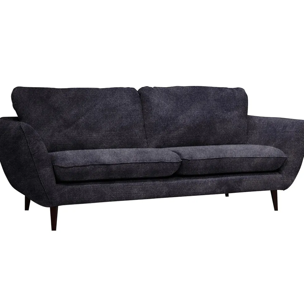 Canapé fixe 3 places Axel - Velours Vintage - Adore Anthracite