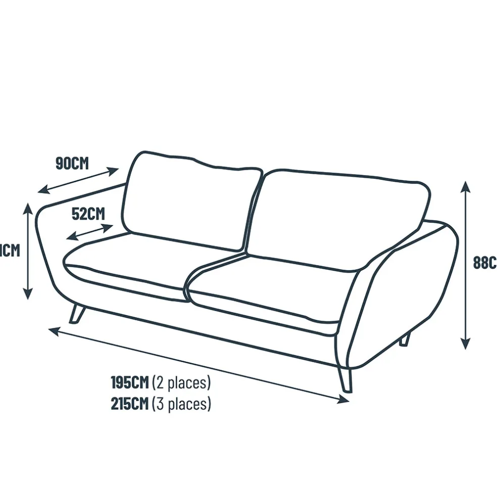 Canapé fixe 3 places Axel - Velours Vintage - Adore Anthracite